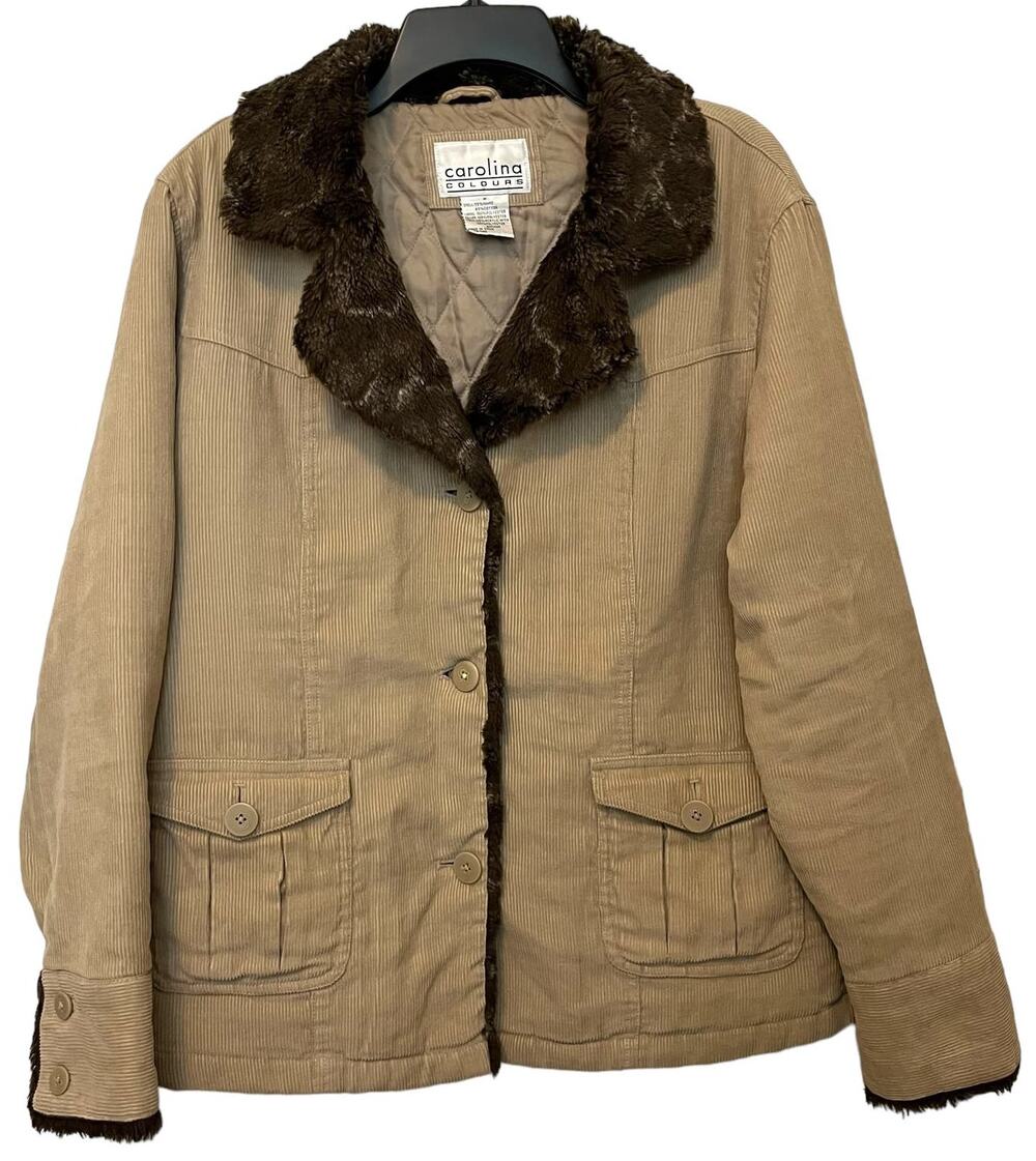 Carolina Colours Corduroy Aviator Jacket Brown Fur Medium